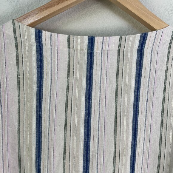 Tommy Bahama Womens Medium Striped Tunic Top Lace Up Neck Linen Blend Shirt - Picture 12 of 12